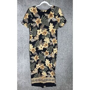 Vintage KC Spencer NY Dress Womens Sz 8 Floral Midi Button Back Large Side‎ Slit